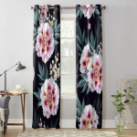 Valge pojengiga aknakardin elutuppa, magamistuppa, dekoratsiooniks. Luksuslikud k&ouml;&ouml;gi volang-kardinad. 135W x 60H(cm) x1