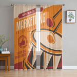 Reklaam ja turundus Loominguline kontseptsioon Disain t&uuml;llist l&auml;bipaistvad kardinad elutoa k&ouml;&ouml;gi kaunistamiseks Voile organza kardinad 135W x 114H(cm)