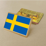 Rootsi lipp Pross 2,5 * 1,5 cm tsingisulamist survevalu PVC v&auml;rvitr&uuml;ki kate Kuldne ristk&uuml;lik kuld