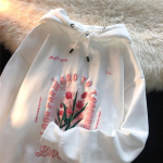 Naiste kapuutsiga dressipluus pluss udusulgedega paksendatud s&uuml;gis- ja mugavussport vabaaja dressipluus, roosa mustriga paarimudelid vabaaja topid S valge