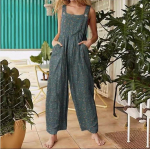Naiste Patchwork Lilletr&uuml;kiga lahtised Dungarees Jumpsuit Pants Rompers Kombinesoonid L