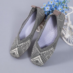 Naiste lamedad balletikingad triibud kuduvad mokassiinid &uuml;mmargused varbad Naiste paadikingad Baleriinad, mugavus, pehme tallaga vabaajajalatsid 42 punane