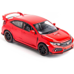 1/32 survesulamist Honda Civic automudeli m&auml;nguauto, tulede ja heliga tagasit&otilde;mmatav sulamist auto, avatud uks lastele kingitus, s&uuml;nnip&auml;evakingitus lastele 1/32-Size:15.5*7*4.8cm punane