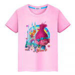Fantasia Balloon Trolls t-s&auml;rk lastele poisile 10 aastat Kawaii &uuml;laosad y2k &uuml;hes t&uuml;kis Trolls 100% puuvillane l&uuml;hike anime T-s&auml;rk t&uuml;drukute riided 160 roosa