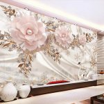 Fototapeet 3D Luksus Euroopa Stiil Luik Ehted Lilled Elutuba TV Taust Seina Dekoratsioon Seinamaal 275cm(W) x 190 cm(H)