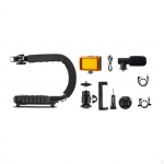 Video Stabilizer Grip C Shaped DV Bracket with Fill in Light U/C Shape Portable Handheld