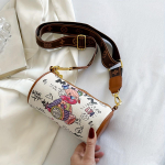 Moodne Graffiti Print Crossbody kott, trendikas &otilde;lakott, naiste vintage k&auml;ekott ja rahakott valge