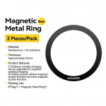 Essager 2 TK magnetiline metallist r&otilde;ngas Magsafe iPhone 15 14 13 12Pro Android-telefonide plaadikleebisr&otilde;ngad juhtmevaba laadija aluse jaoks 2PCS must