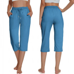 Naiste vabaaja &uuml;hev&auml;rvilised sirge jalaga taskuga sportlikud Capris lahtised k&auml;rbitud p&uuml;ksid XXL tumesinine