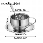 3-osaline majapidamiskruus lusikaalusega kohvikruusi komplekt 304 roostevabast terasest elegantne kontor 180ml