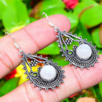 Rainbow Moonstone Gemstone Handmade 925 Sterling Silver Gift Earring 2.05 o8o98