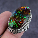 Dicorich Glass Gemstone Handmade 925 Sterling Silver Jewelry Ring Size 8 o5v78