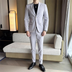 &Uuml;likond Meeste tippklassi &uuml;likond Slim Fit vabaaja hele k&uuml;pses stiilis kaheosaline komplekt v&auml;ike &uuml;likonna jope L