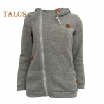 S&uuml;gis Talv Naiste Kapuutsiga Pusa Diagonaalse Lukuga Paks Pikkade Varrukatega Pluss Suurus &Uuml;hev&auml;rviline N&ouml;&ouml;riga Kapuutsiga Elastsete Mansettidega Sportlik Igap&auml;evane Riietus Kodu Kontor Mantel 4XL helehall v&auml;rv