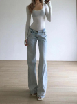 Uued sinised madala v&ouml;&ouml;kohaga teksap&uuml;ksid naistele Streetwear Ameerika vintage teksap&uuml;ksid naistele Vabaaja pestud sirged Pantalons Mujer Chic S sinine