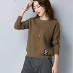 S&uuml;gis- ja talvine sviiter, &uuml;mara kaelusega &uuml;hev&auml;rviline kampsun naiste kampsun Korea kootud kampsun pikkade varrukatega naiste S valge