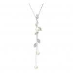 Naiste kampsun kett Leht Faux Pearl Rhinestone Decor Tutid sulamist Riided Ehted Tutvumisleht valge