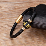 Feng Shui must obsidiaani k&auml;ev&otilde;ru v&otilde;lu kuue t&auml;hem&auml;rgiga moto rant ehtsast nahast meeste k&auml;ev&otilde;ru &Otilde;nne ehted s&otilde;brad kingitus 23cm