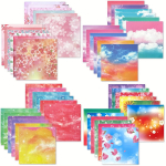 200 tk 15*15cm/5.9*5.9in K&auml;sitsi valmistatud Origami komplekt 4 stiili 12 erksat v&auml;rvi iga stiili jaoks Kahepoolne tr&uuml;kk Traditsioonilised mustrid Ruut Sobiv 200pcs