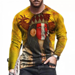 Meeste kevad-s&uuml;gis T-s&auml;rk &Uuml;mara kaelusega pikkade varrukatega meeste spordir&otilde;ivad, suures suuruses vintage 3D-printeriga pullover S