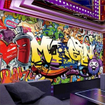 3D Tapeet Moodne T&auml;navakunst Graffiti Hip-Hop Tellisseina Kaunistus Retro Klassikaline Auto L&auml;bi Tsemendiseina Seinamaalid 200 cm(W) x 140 cm(H)