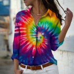 Lipsuga v&auml;rvitud prindiga naiste pluus Kevad-s&uuml;gis naiste kontorinaise n&ouml;&ouml;biga &uuml;les keeratud kraega s&auml;rgid XS lilla