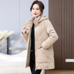 Naiste talvine vabaaja kapuutsiga jope puuvillase polsterdatud mantliga jakk keskmise pikkusega soojendusega puuvillane parkmantel ema v&auml;lisr&otilde;ivad 6XL khaki