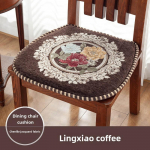 Kohandatud peene tikitud lilledega U-kujulised istmepadjad rihmadega Hiina stiilis puuvillane linane kontori kodu toolipadjad libisemiskindel t&otilde;mblukk 48x45cm (with straps)