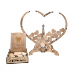 1 komplekti puidust armunud s&uuml;dameehe koos k&uuml;lalislahtiga mini-s&uuml;damesildiga tallialusega k&uuml;lalisteraamat alternatiivne s&otilde;brap&auml;eva pulmavastuv&otilde;tu t&ouml;&ouml;laud