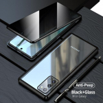 Kahepoolne metallist &uuml;mbris Samsung Galaxy S23 S22 Ultra S21 Plus S20 FE Note 20 jaoks. Privaatsusevastane magnetiline karastatud klaasist kate For S23 must