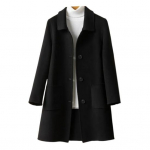 Naiste talvemantel, pidulik &auml;ristiilis, lahtik&auml;iv krae, &uuml;herealine keskmise pikkusega mantel M punane