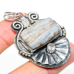 Natural Desert Rose Druzy, Topaz Gemstone 925 Sterling Silver Pendant 2.36 r2w67