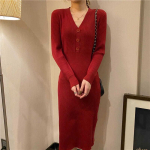S&uuml;gistalvine naiste kleit n&ouml;&ouml;p V-kaelusega kootud pidulik pikkade varrukatega valge pikk kleit Bodycon vabaaja elegantsed naiste kleidid Harajuku S aprikoosi
