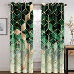 3D Must Illusioon Ps&uuml;hhedeelne Abstraktne Geomeetria Moodne 2 Osa Saatmine &Otilde;huke Aknakate Kardin Elutoa Magamistoa Sisekujundus 100W130H(CM)40x51in&Grommet Top