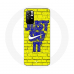 Coque Maniacase pour Redmi Note 11 5G logo just do it couleur bleu front jaune
