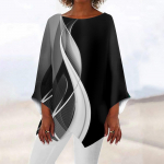 Naiste s&auml;rgipluus Graafiline liblikas as&uuml;mmeetrilise tr&uuml;kiga pikkade varrukatega vabaaja igap&auml;evane &Uuml;markaelusega T-s&auml;rk top XXL