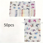 50 tk v&auml;rviline kuumstantsimisliblikas marlikott, ehete kingitus kommide hoidmiseks topelt n&ouml;&ouml;riga kott 50pcs