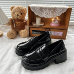 Moodsad Naiste Marry Jane Mokassiinid Kingad Kevad S&uuml;gis Punk Platvormikingad Slip-on Mokassiinid Moodne PU Nahast Kingad Naiste Korterid Must 35 must