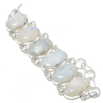 Rainbow Moonstone Gemstone Handmade 925 Sterling Silver Bracelet7-8 o9n81