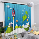 Uus Pimendav Kardin Multikas Maa Planeet Kosmos Astronaut Rakett Tr&uuml;kiga K&otilde;rge Varjutusega Kardin Laste Toa Elutoa Kardinad W55 X H120cm X 2&HOOK