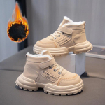 Talvised lumesaapad lastele Trendikas mood Pl&uuml;&uuml;sist puuvillased kingad Paksud soojad Poiste T&uuml;drukute Teismeliste Kunstkarusnahast saapad Lastele 31 khaki