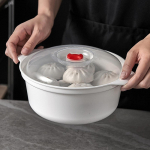 Kaanega mikrolaineahju kauss toidu mugavaks soojendamiseks, konteineris hoiustamiseks 18.5x8.5cm