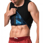 Meeste pol&uuml;meerist saunavest soojust p&uuml;&uuml;dev higistav saunakost&uuml;&uuml;m treeninguks, t&otilde;mblukuga salendav s&auml;rk Fitness Body Shaper aluss&auml;rk 2XL/3XL sinine/must