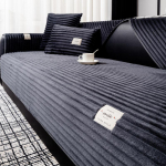 &Uuml;hev&auml;rvilised diivanikatted flanell sirge triip paksendatud libisemiskindel diivanipadi elutuba kreem tuul diivanikate 110x240cm tumehall v&auml;rv