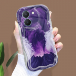 Armas koomiksimustriga kreemjas tekstuuriga korpus, lainelise servaga pehme silikoonkaanega telefoni&uuml;mbris Vivo jaoks Vivo Y12 puhas