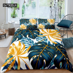 Kodu elamine Luksuslik 3D palmi lehtedega voodipesukomplekt Laste tekikate padjap&uuml;&uuml;r Lilleline voodipesukomplekt Queen ja King EL/USA/AU/UK Suurus EU single(135x200cm)