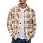 Uus s&uuml;gistalvine paks flanellist ruuduline s&auml;rk meestele jope peal Meeste vabaaja klassikaline topelttaskutega meeste s&auml;rk US 3XL beige