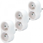 Pack 3 Multiprises - WAYTEX - Monobloc 2 Femelles Schuko - 16A - Protection enfants - Int&eacute;rieur
