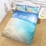 Voodipesukomplekt Sinine Ookean Meri 3D Tekikate Tekikate Padjap&uuml;&uuml;r Lastevoodi Mugav Voodikomplekt &Uuml;heinimesevoodi Kuningavoodi Voodipesu Mood W220xL240cm