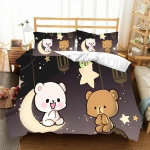 Kawaii Bubu ja Dudu 3D-tr&uuml;kiga Anime Voodipesukomplekt Tekikate Tekk Voodi &Uuml;he Inimese Twin T&auml;is King Queen Suurusega Voodipesukomplekt Lastele 140X200cm-2pcs